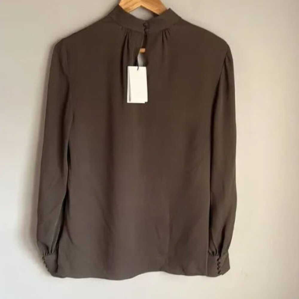 NWT Theory Women's Silk Neck Band Blouse Size S - Picture 3 of 9